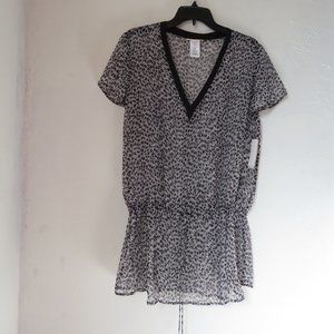 Michael Michael Kors Bikini Sheer Cover Jaguar Print Abstract M NWT Black